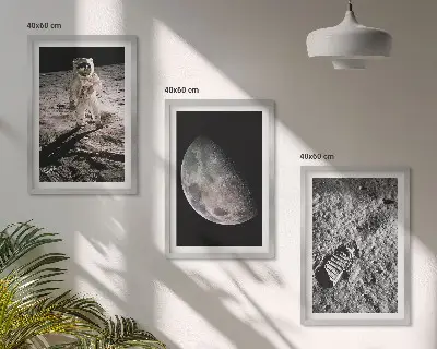 Wanddecoratie set schilderijen Foto van een astronaut op de maan