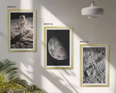 Wanddecoratie set schilderijen Foto van een astronaut op de maan
