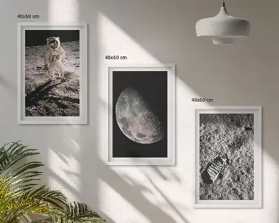 Wanddecoratie set schilderijen Foto van een astronaut op de maan