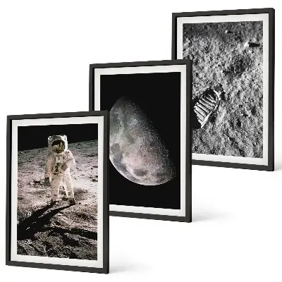 Wanddecoratie set schilderijen Foto van een astronaut op de maan