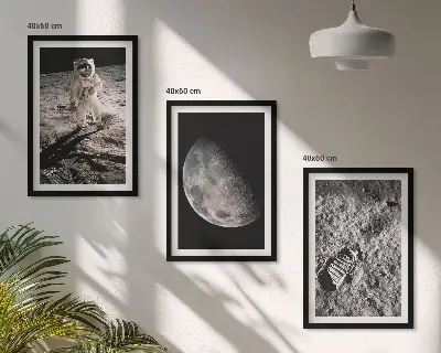 Wanddecoratie set schilderijen Foto van een astronaut op de maan