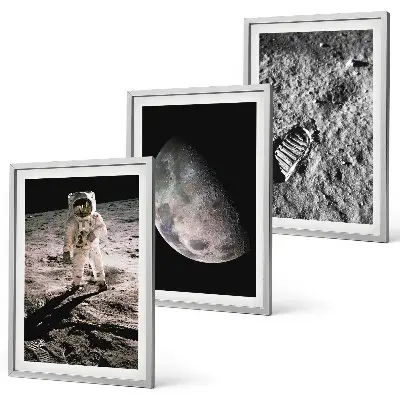 Wanddecoratie set schilderijen Foto van een astronaut op de maan