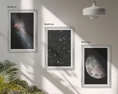 Fotowand ruimte met sterrenstelsels, sterren en de maan