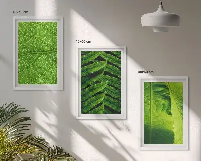 Wanddecoratie set schilderijen met macrofotografie van tropische bladeren