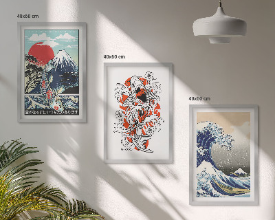 Fotowand Bergen met vissen Grote Golf Japan