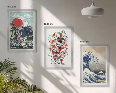 Fotowand met de Grote Golf van Japan en bergen