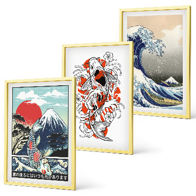 Fotowand Bergen met vissen Grote Golf Japan