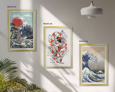 Fotowand Bergen met vissen Grote Golf Japan