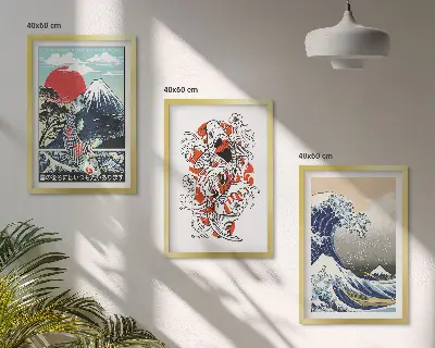 Fotowand met de Grote Golf van Japan en bergen