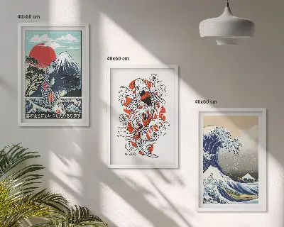 Fotowand met de Grote Golf van Japan en bergen