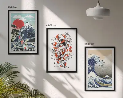 Fotowand met de Grote Golf van Japan en bergen
