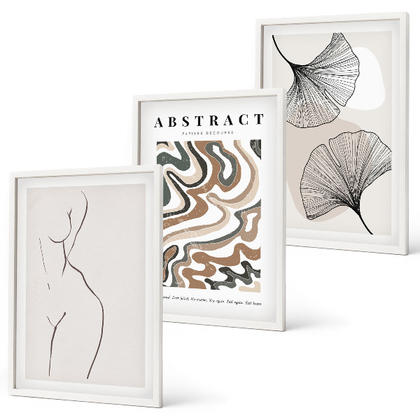 Wanddecoratie set schilderijen Abstracte boho-patronen en -vormen