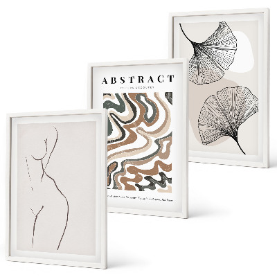 Wanddecoratie set schilderijen Abstracte boho-patronen en -vormen