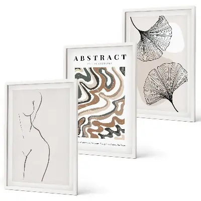 Set wanddecoratie met schilderijen met abstracte boho patronen en vormen