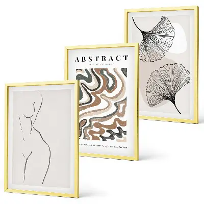 Set wanddecoratie met schilderijen met abstracte boho patronen en vormen