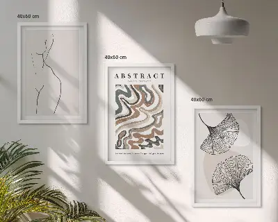 Set wanddecoratie met schilderijen met abstracte boho patronen en vormen