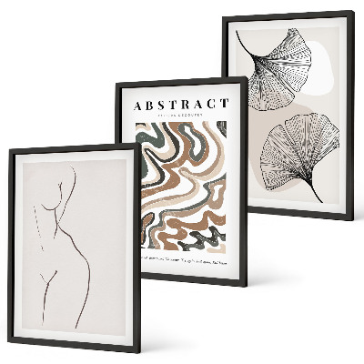 Wanddecoratie set schilderijen Abstracte boho-patronen en -vormen