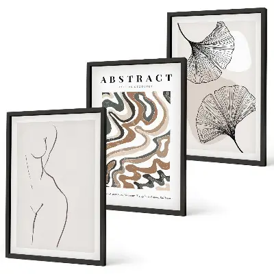 Set wanddecoratie met schilderijen met abstracte boho patronen en vormen