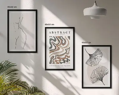 Set wanddecoratie met schilderijen met abstracte boho patronen en vormen