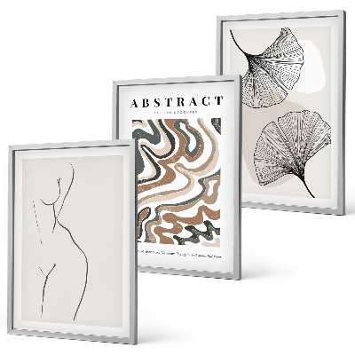 Wanddecoratie set schilderijen Abstracte boho-patronen en -vormen