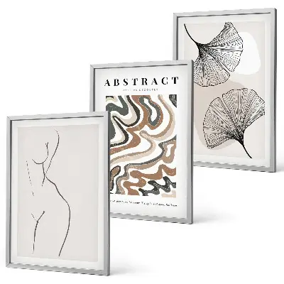 Set wanddecoratie met schilderijen met abstracte boho patronen en vormen