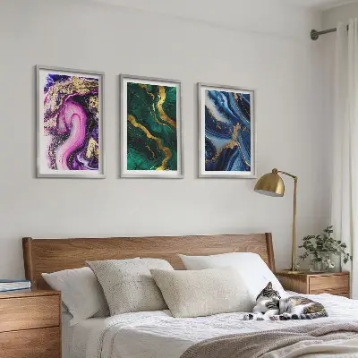 Fotowand met abstracte roze en groene patronen