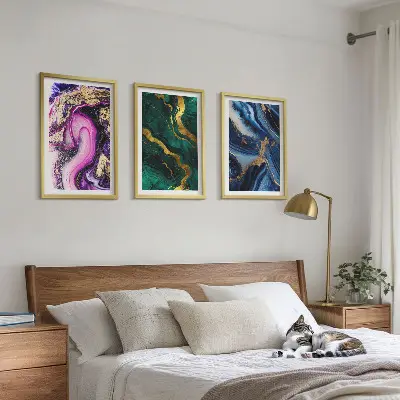 Fotowand met abstracte roze en groene patronen
