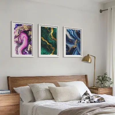 Fotowand met abstracte roze en groene patronen
