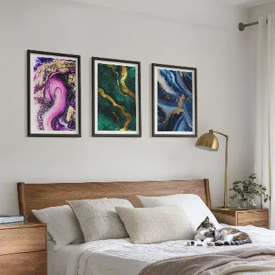 Fotowand met abstracte roze en groene patronen