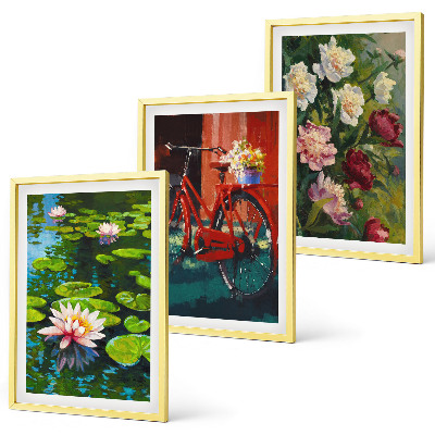 Wanddecoratie set schilderijen Lelies in de tuin, kleurrijke bloemen