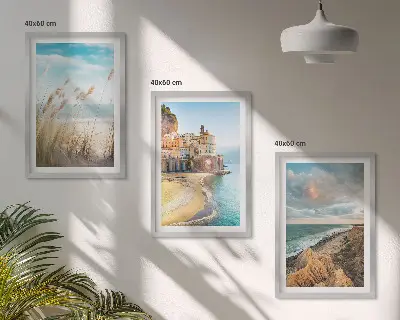 Fotowand landschappen met strand, kliffen en stad