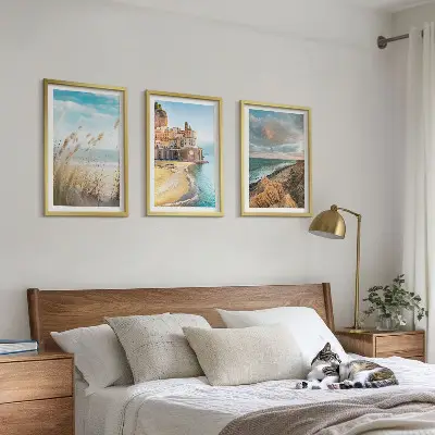 Fotowand landschappen met strand, kliffen en stad