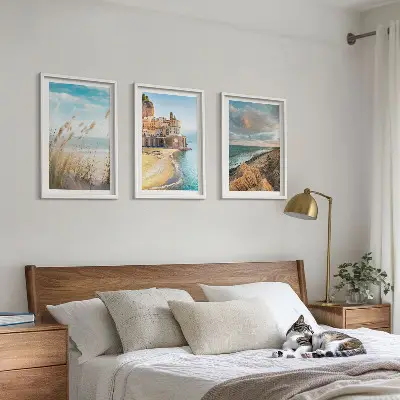 Fotowand landschappen met strand, kliffen en stad