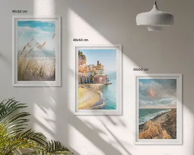 Fotowand landschappen met strand, kliffen en stad