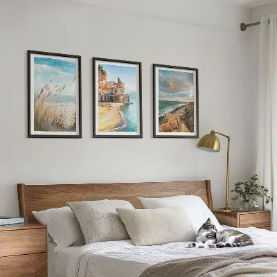 Fotowand landschappen met strand, kliffen en stad