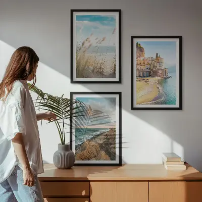 Fotowand landschappen met strand, kliffen en stad