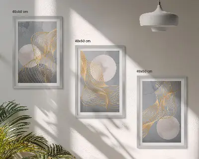 Wanddecoratieset schilderijen met abstracte patronen van golven en cirkels