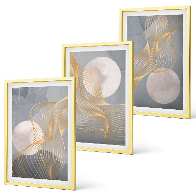 Wanddecoratie set schilderijen Abstracte patronen, golven, cirkels