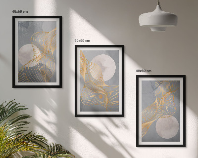Wanddecoratie set schilderijen Abstracte patronen, golven, cirkels