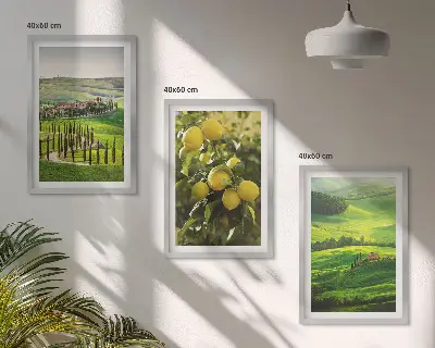 Fotowand met Italiaanse citrusvruchten en heuvels