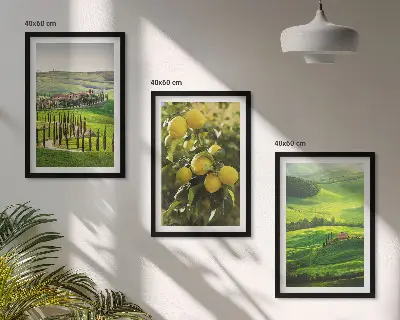 Fotowand met Italiaanse citrusvruchten en heuvels
