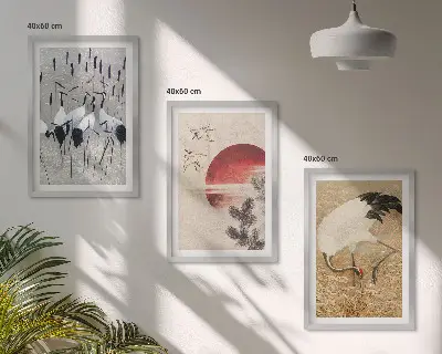 Fotowand met Japanse kraanvogels in een landschap