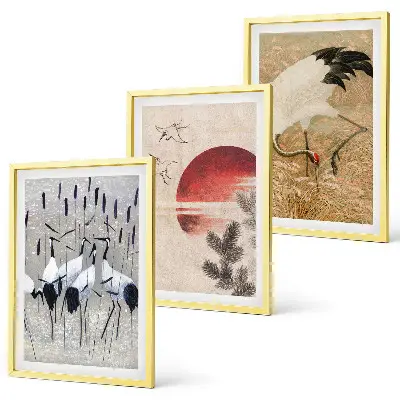 Fotowand met Japanse kraanvogels in een landschap