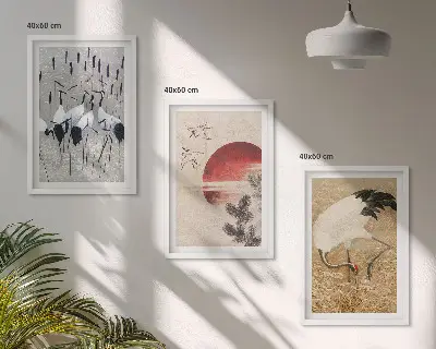 Fotowand met Japanse kraanvogels in een landschap