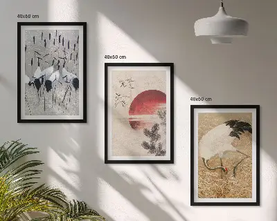 Fotowand met Japanse kraanvogels in een landschap