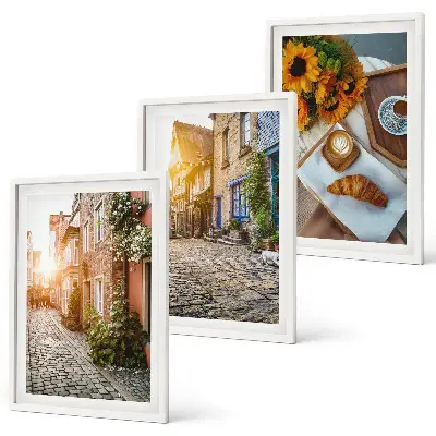Wanddecoratie set schilderijen Straatkoffie zonnebloemen
