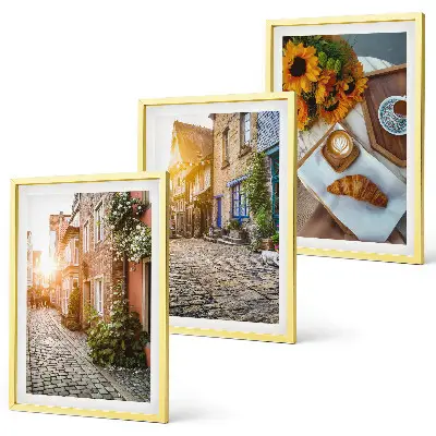 Wanddecoratieset schilderijen straatkoffie met zonnebloemen