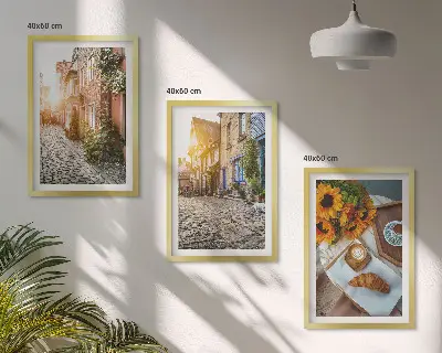 Wanddecoratieset schilderijen straatkoffie met zonnebloemen