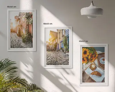 Wanddecoratieset schilderijen straatkoffie met zonnebloemen
