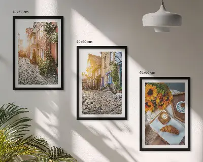 Wanddecoratieset schilderijen straatkoffie met zonnebloemen